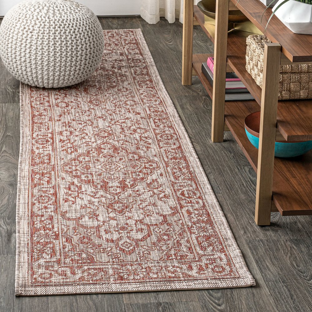 Rozetta Boho Medallion Textured Weave Indoor/Outdoor Area Rug. Picture 2