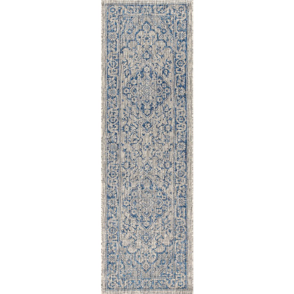 Rozetta Boho Medallion Textured Weave Indoor/Outdoor Area Rug. Picture 1