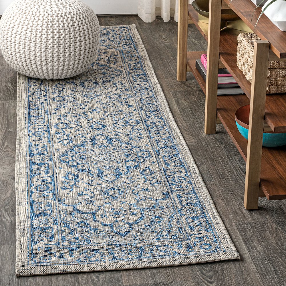 Rozetta Boho Medallion Textured Weave Indoor/Outdoor Area Rug. Picture 2