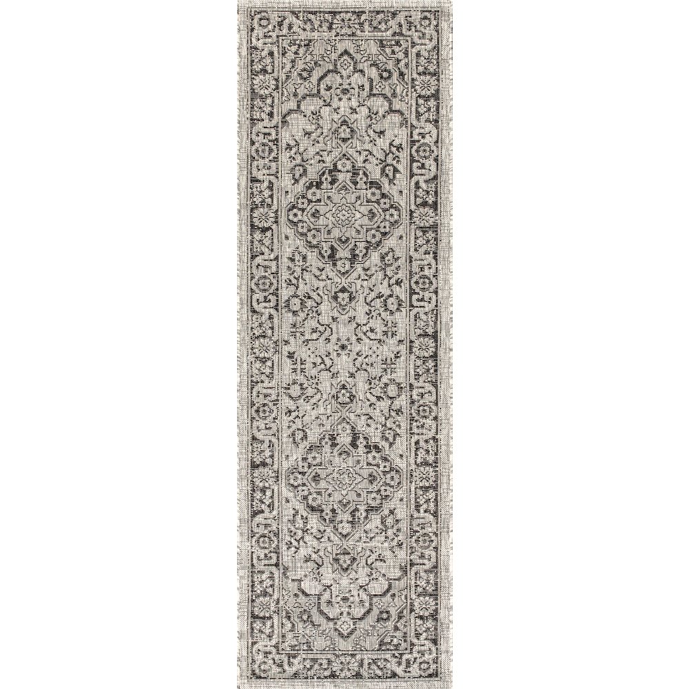 Rozetta Boho Medallion Textured Weave Indoor/Outdoor Area Rug. Picture 1