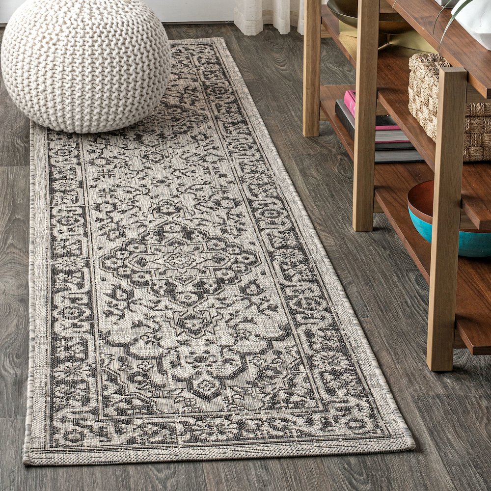 Rozetta Boho Medallion Textured Weave Indoor/Outdoor Area Rug. Picture 2