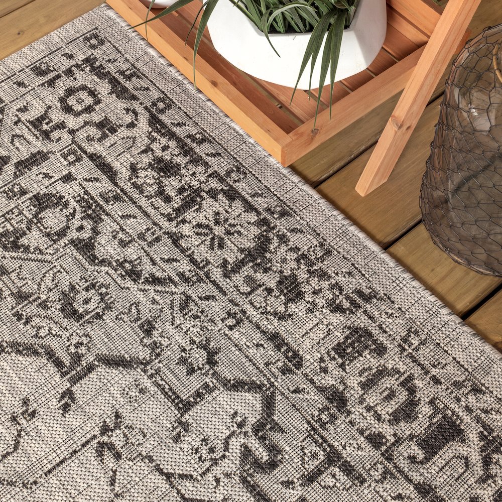 Rozetta Boho Medallion Textured Weave Indoor/Outdoor Area Rug. Picture 5