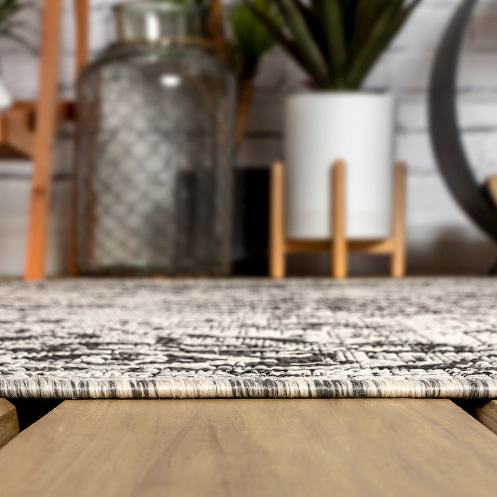 Rozetta Boho Medallion Textured Weave Indoor/Outdoor Area Rug. Picture 9