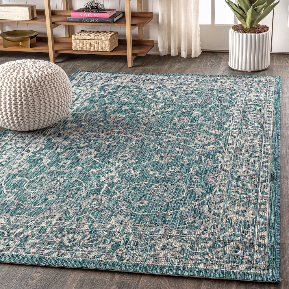 Palazzo Vine And Border Textured Weave Indoor/Outdoor Area Rug. Picture 3