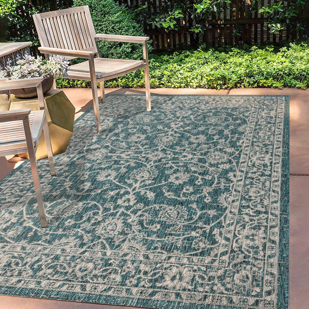 Palazzo Vine And Border Textured Weave Indoor/Outdoor Area Rug. Picture 5