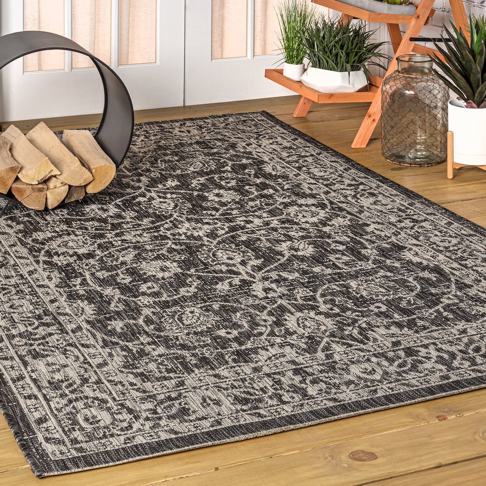 Palazzo Vine And Border Textured Weave Indoor/Outdoor Area Rug. Picture 3