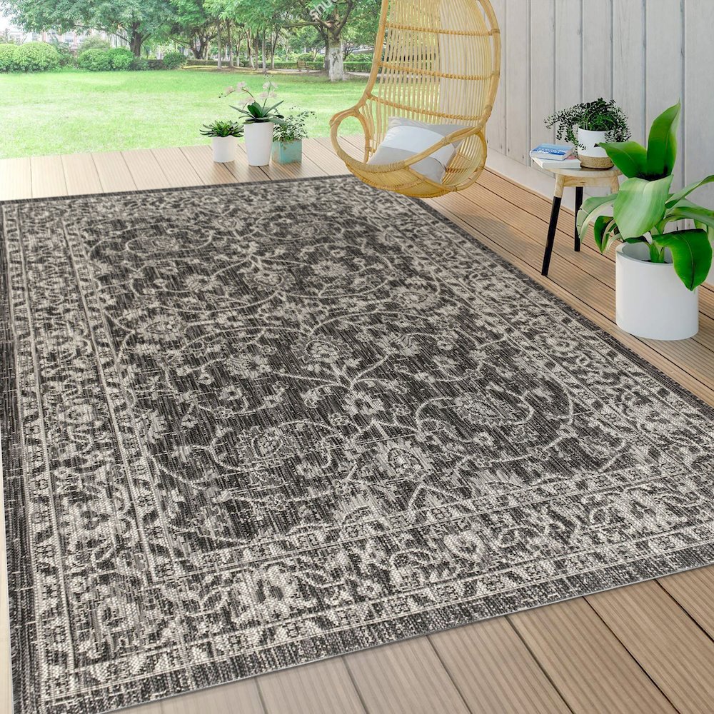 Palazzo Vine And Border Textured Weave Indoor/Outdoor Area Rug. Picture 5