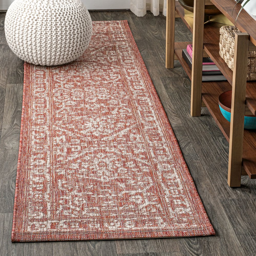 Malta Bohemian Medallion Textured Weave Indoor/Outdoor Area Rug. Picture 2