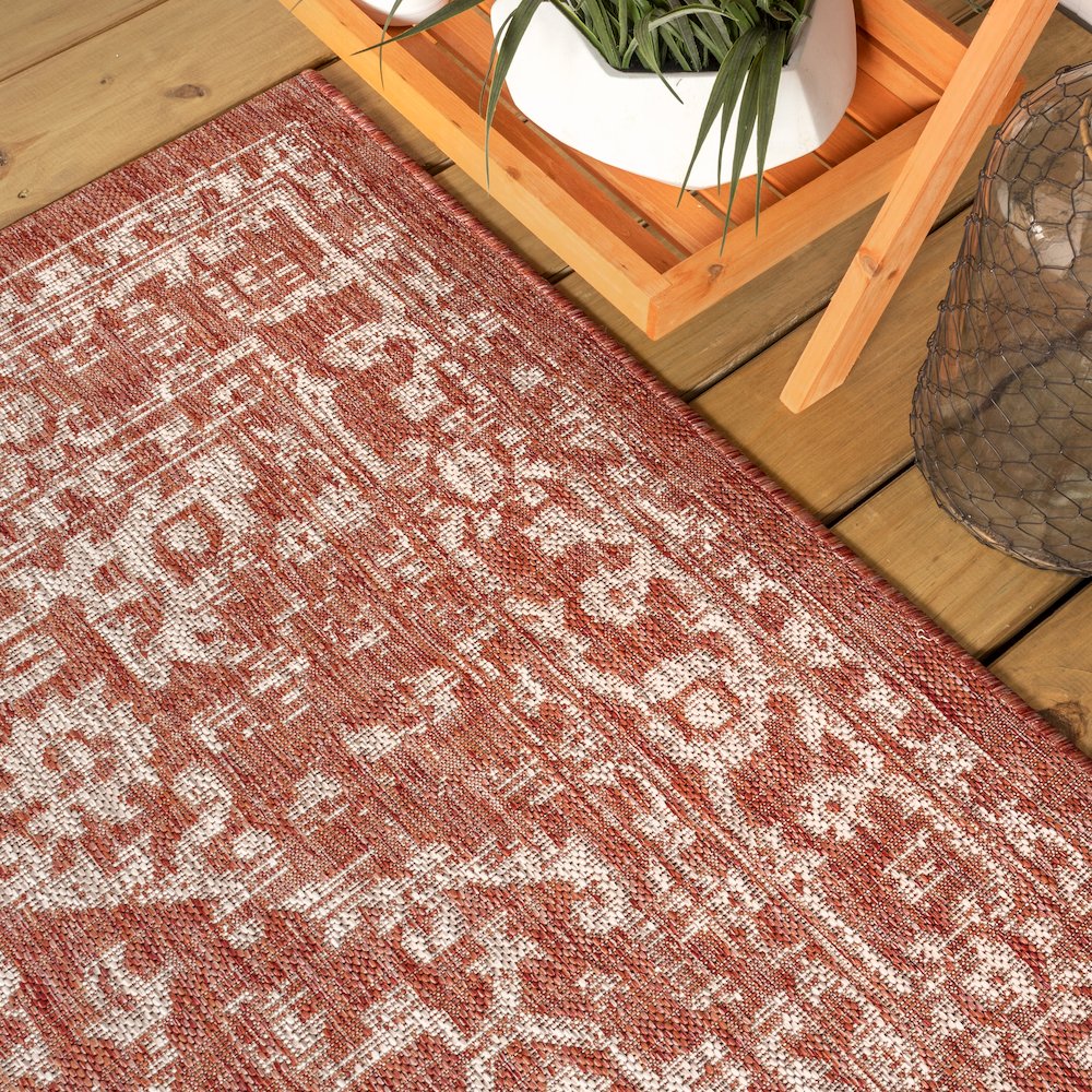 Malta Bohemian Medallion Textured Weave Indoor/Outdoor Area Rug. Picture 5