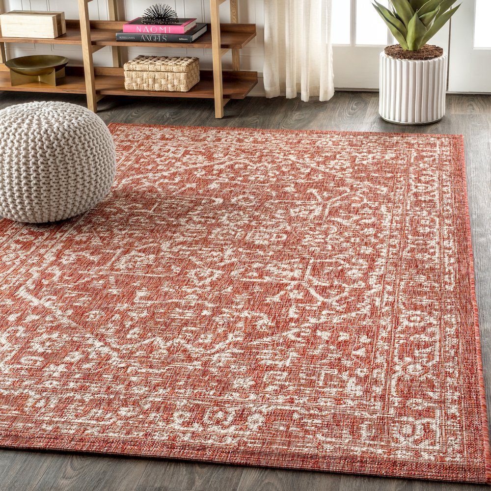 Malta Bohemian Medallion Textured Weave Indoor/Outdoor Area Rug. Picture 3
