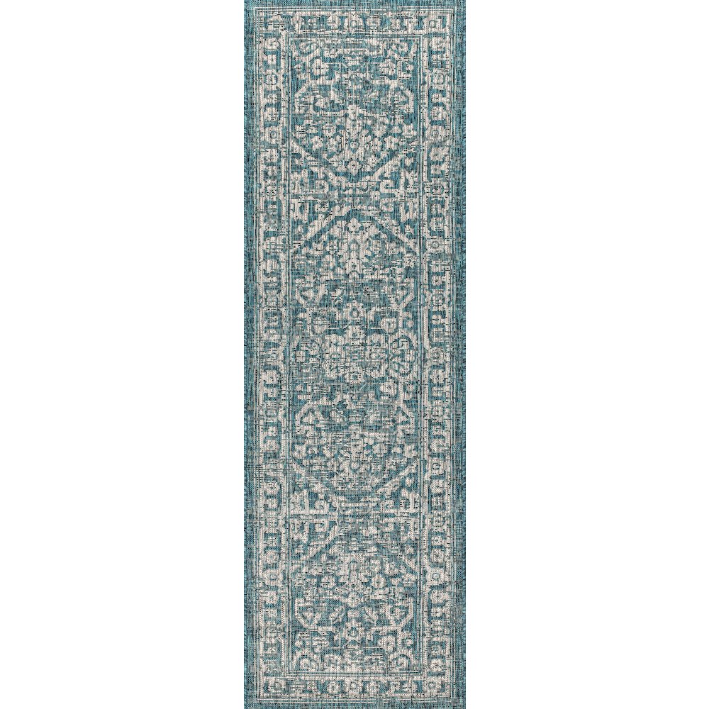 Malta Bohemian Medallion Textured Weave Indoor/Outdoor Area Rug. Picture 1