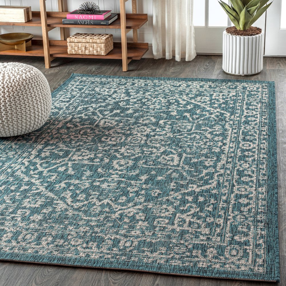 Malta Bohemian Medallion Textured Weave Indoor/Outdoor Area Rug. Picture 3