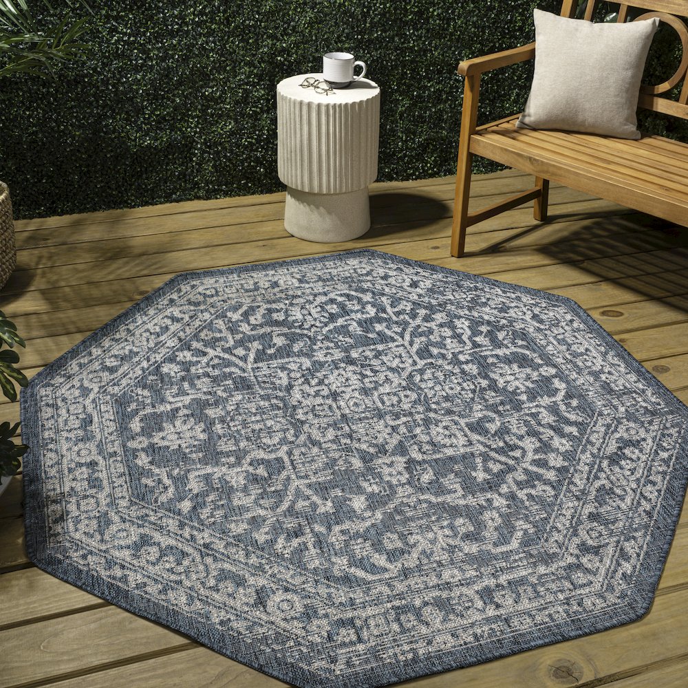 Malta Bohemian Medallion Textured Weave Red/Taupe Indoor/Outdoor Area Rug. Picture 3