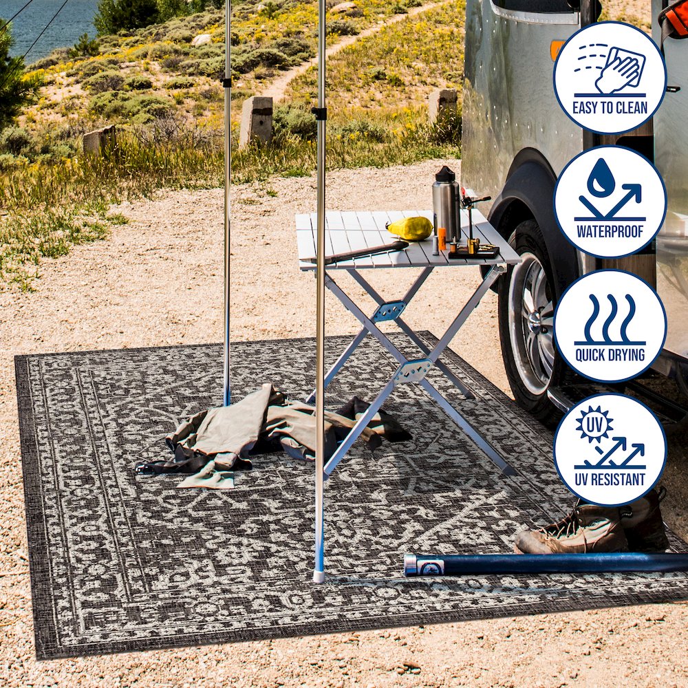 Malta Bohemian Medallion Textured Weave Indoor/Outdoor Area Rug. Picture 11