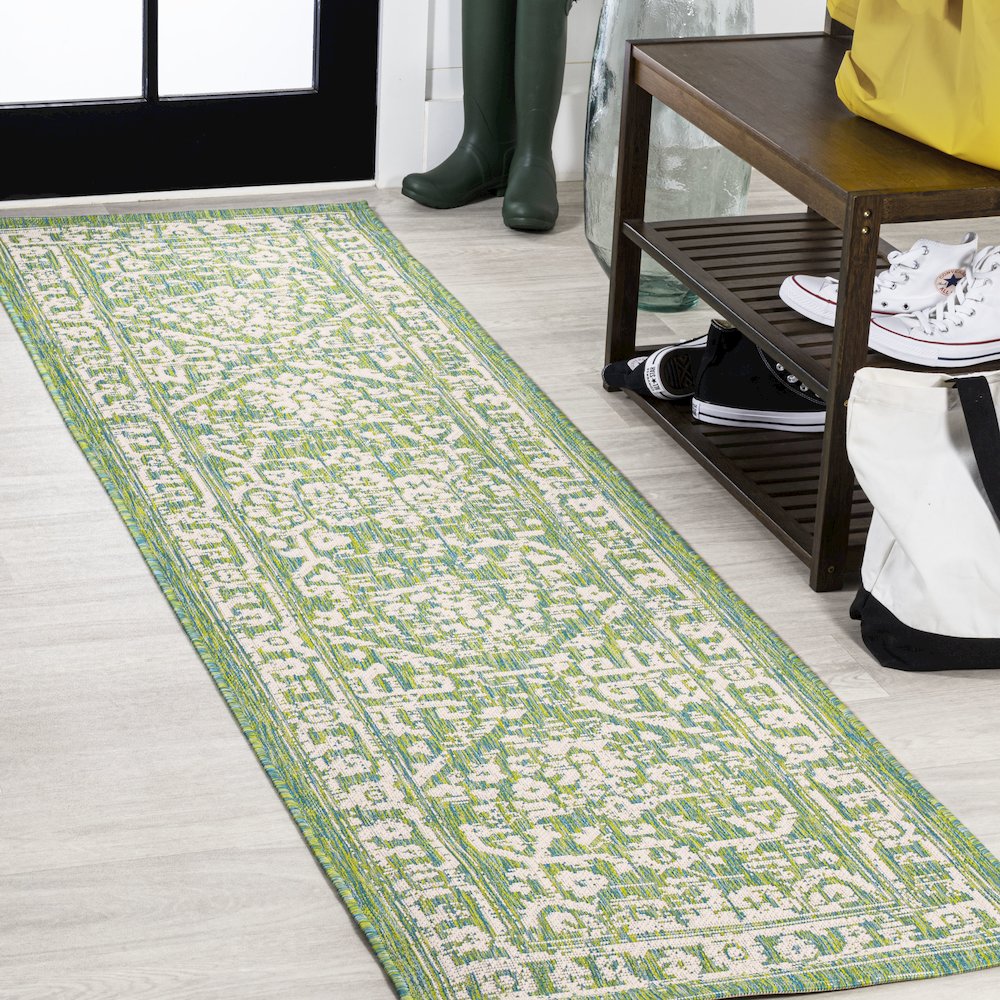 Malta Bohemian Medallion Textured Weave Indoor/Outdoor Area Rug. Picture 2