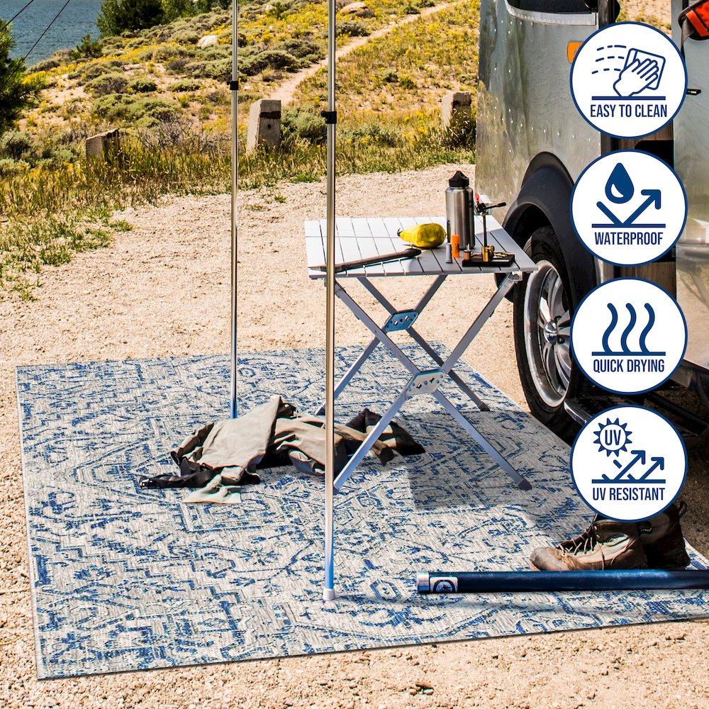 Estrella Bohemian Medallion Textured Weave Indoor/Outdoor Area Rug. Picture 8