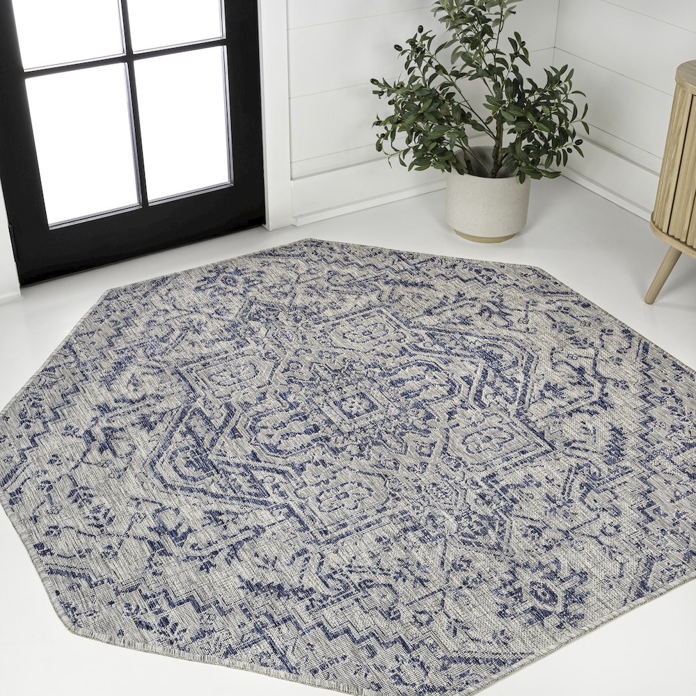 Estrella Bohemian Medallion Textured Weave Red/Taupe Indoor/Outdoor Area Rug. Picture 2