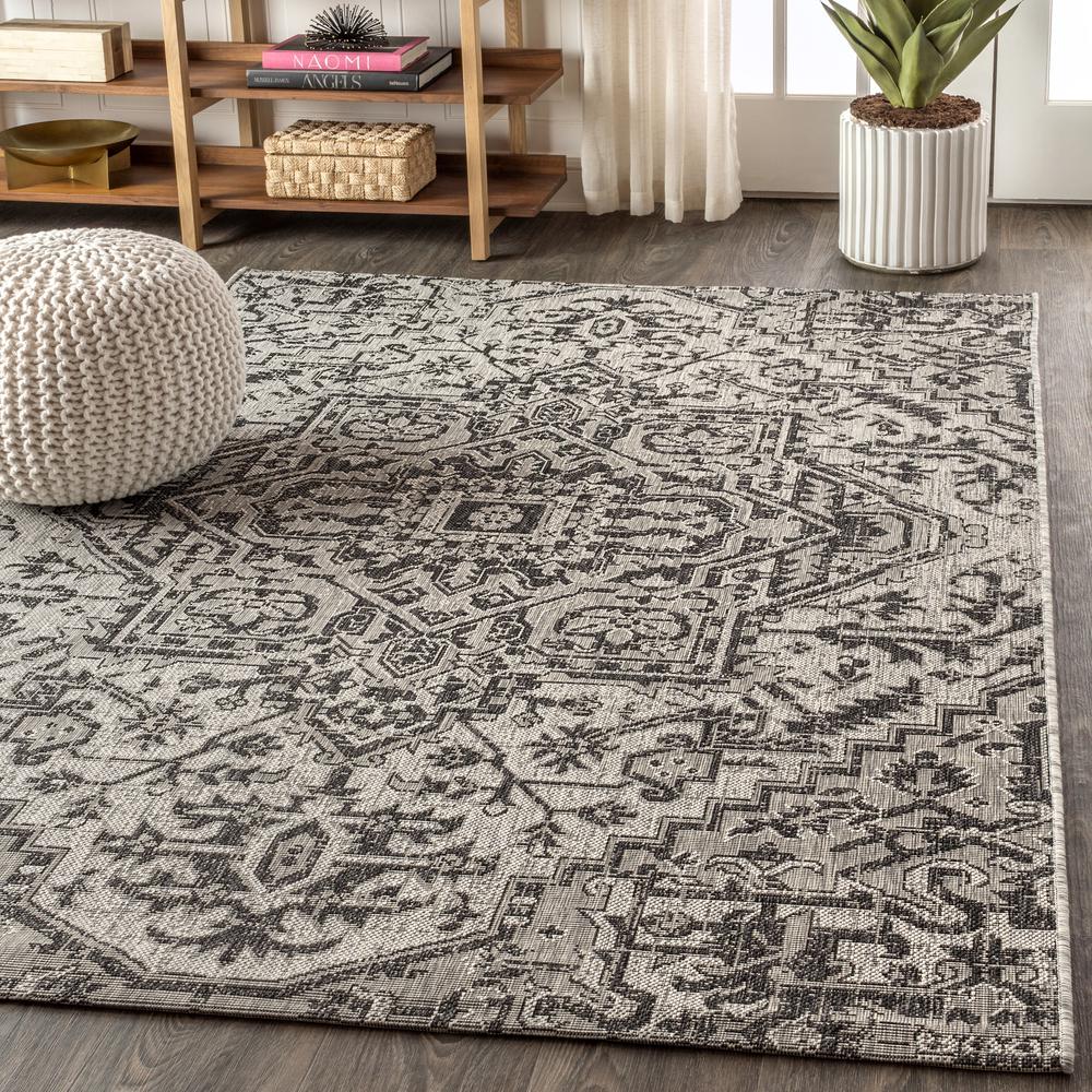 Estrella Bohemian Medallion Textured Weave Indoor/Outdoor Area Rug. Picture 4