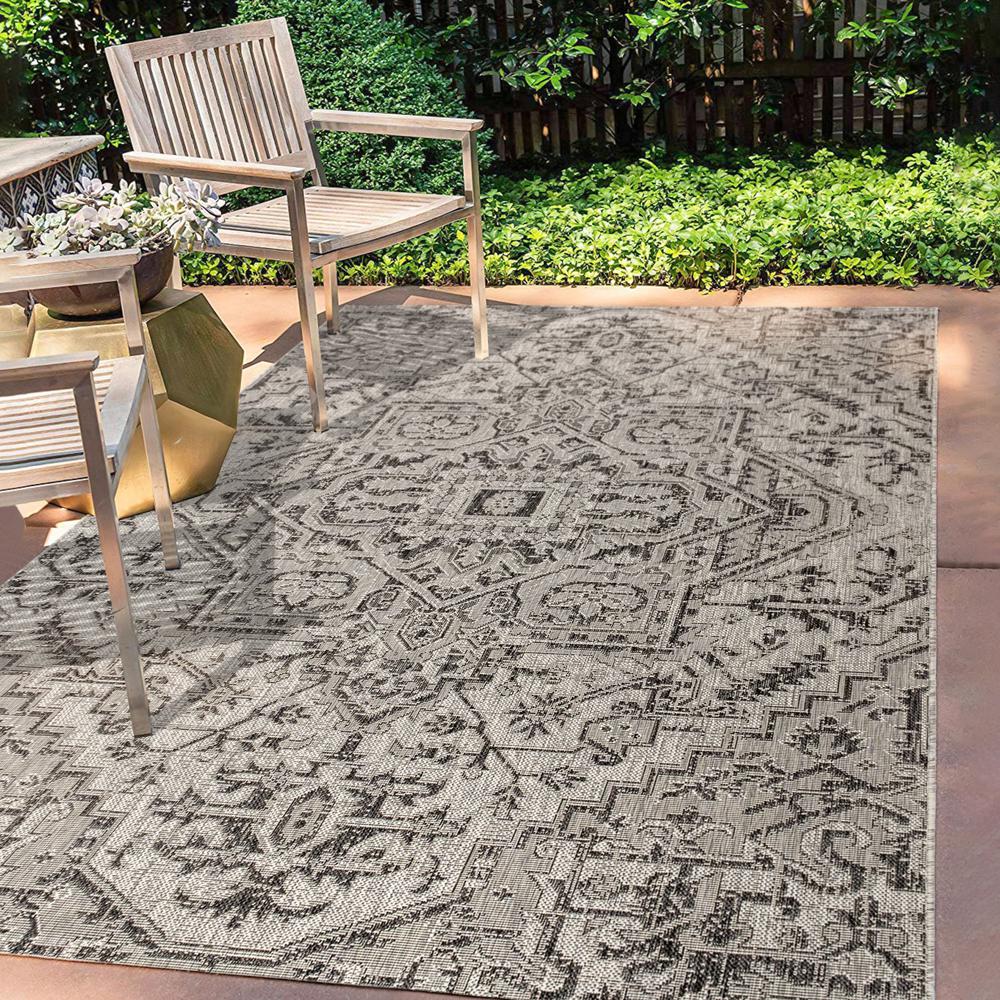 Estrella Bohemian Medallion Textured Weave Indoor/Outdoor Area Rug. Picture 6