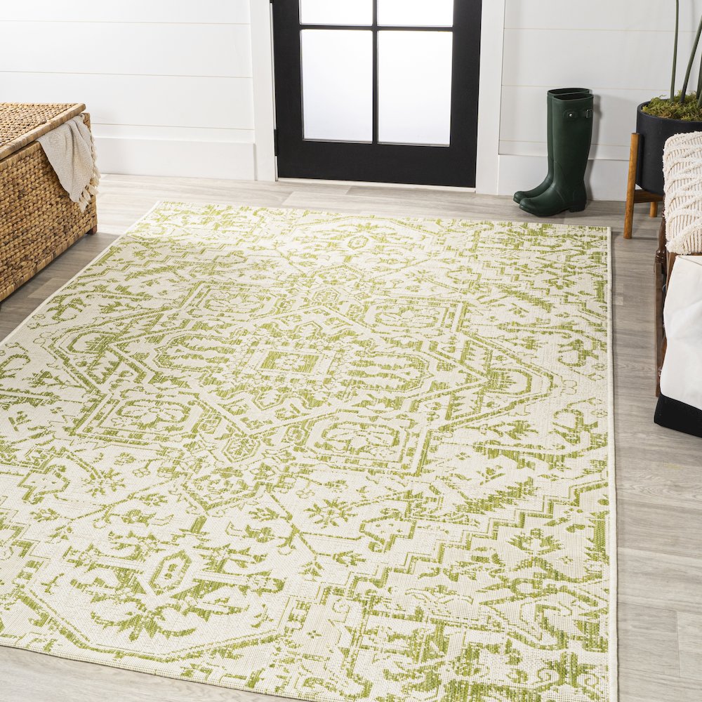 Estrella Bohemian Medallion Textured Weave Indoor/Outdoor Area Rug. Picture 2