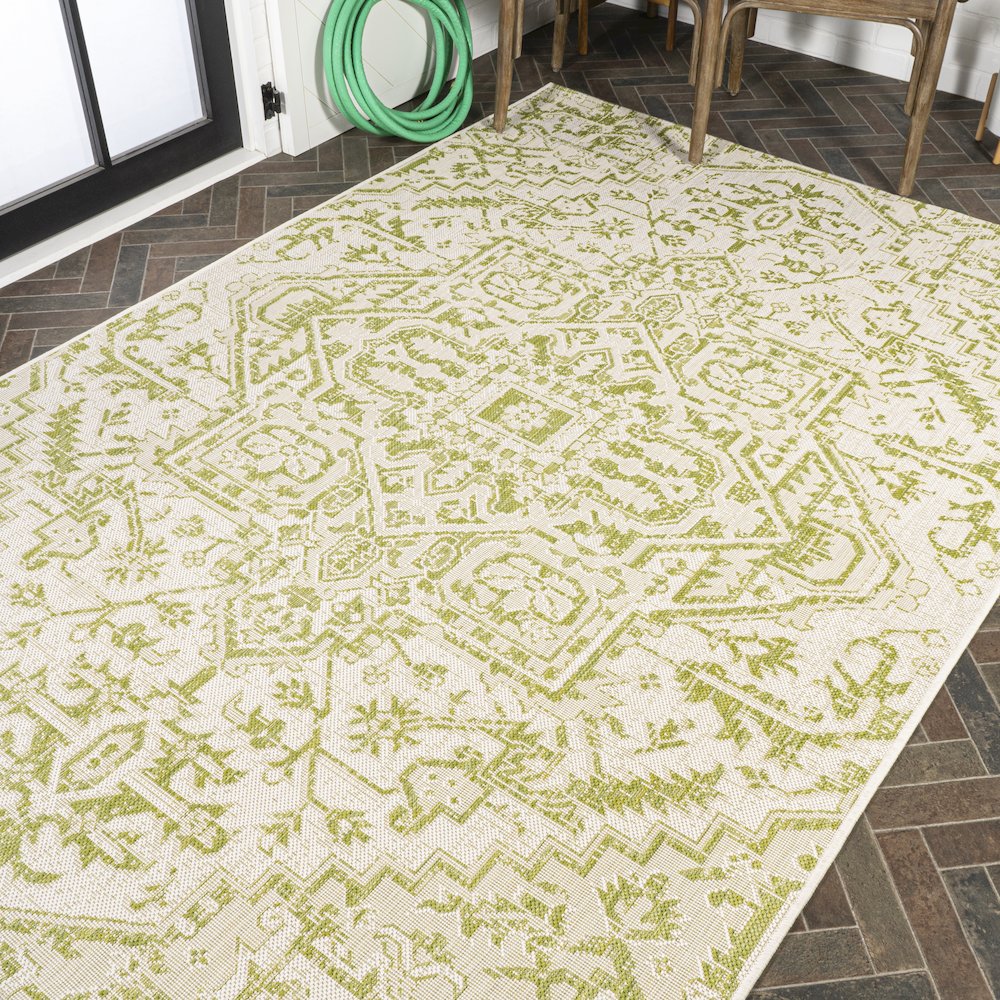Estrella Bohemian Medallion Textured Weave Indoor/Outdoor Area Rug. Picture 8
