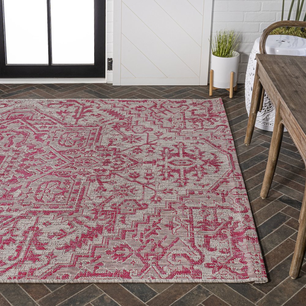 Estrella Bohemian Medallion Textured Weave Indoor/Outdoor Area Rug. Picture 7