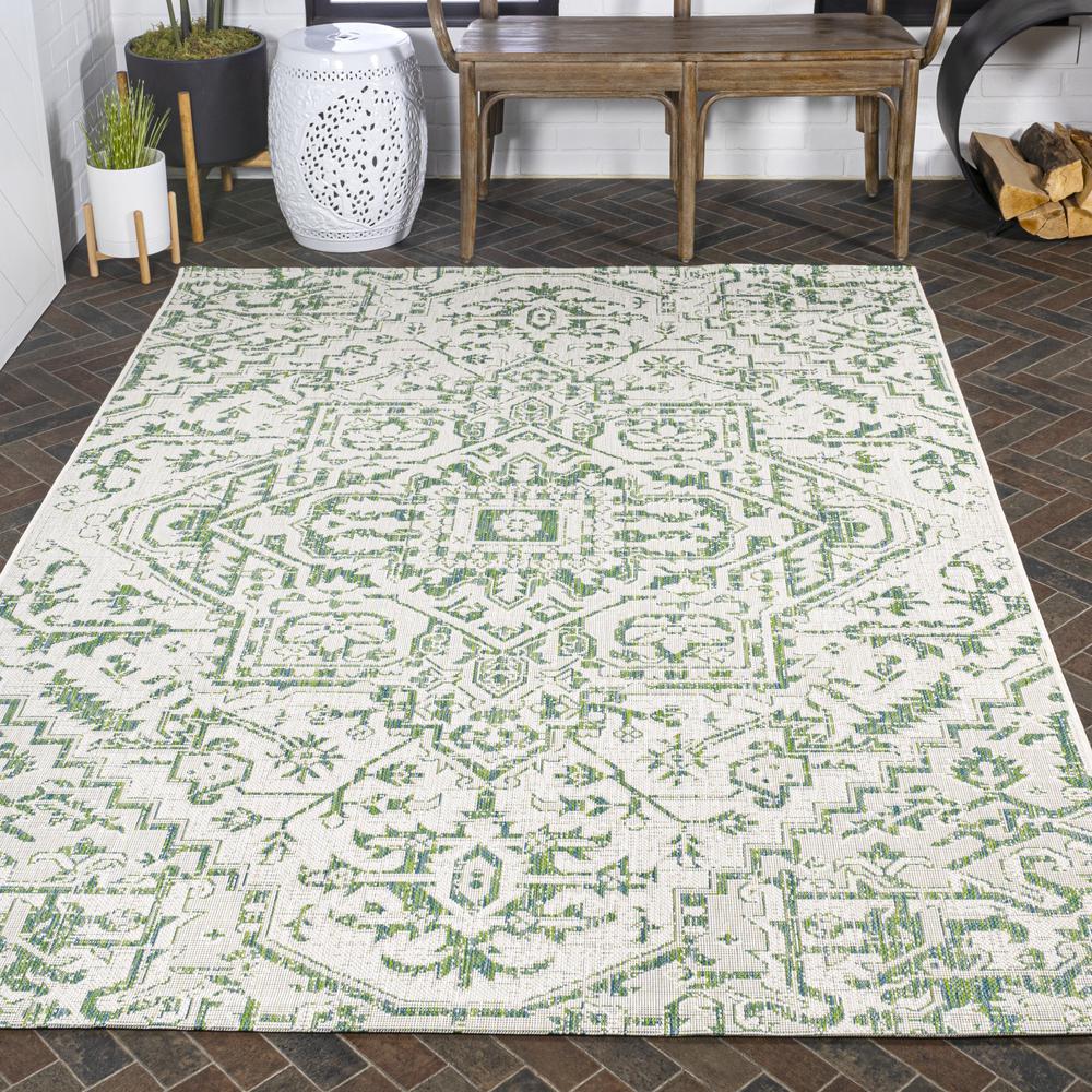 Estrella Bohemian Medallion Textured Weave Indoor/Outdoor Area Rug. Picture 9