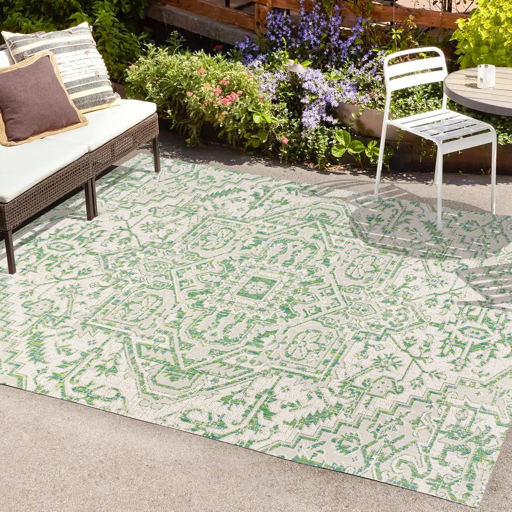 Estrella Bohemian Medallion Textured Weave Indoor/Outdoor Area Rug. Picture 7