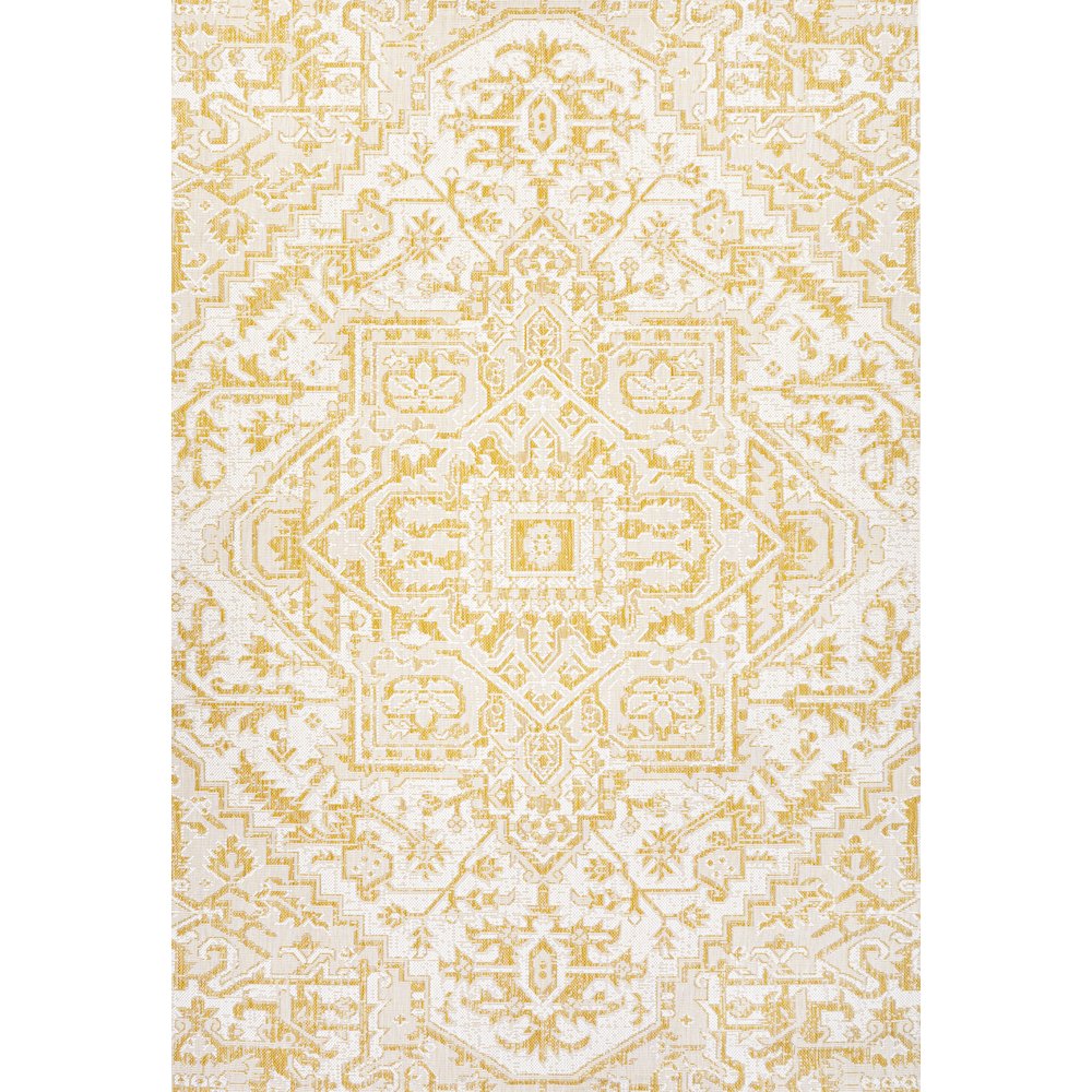 Estrella Bohemian Medallion Textured Weave Indoor/Outdoor Area Rug. Picture 1