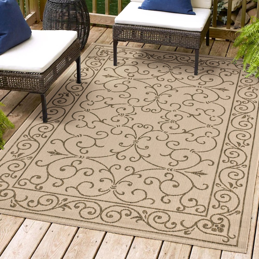 Charleston Vintage Filigree TetuWeave Beige   Indoor/Outdoor  Rug. Picture 2