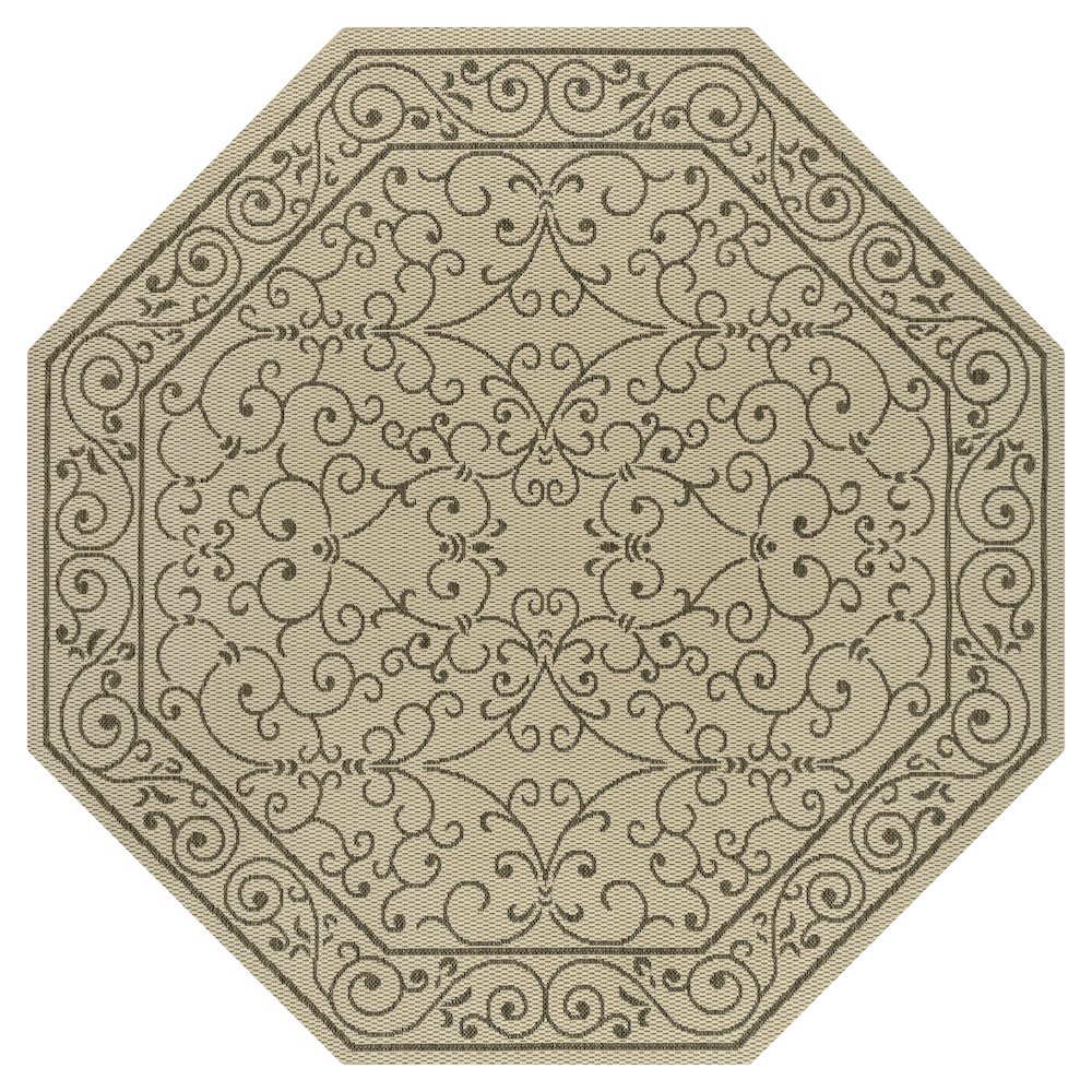 Charleston Vintage Filigree Textured Weave Beige/Brown Indoor/Outdoor Area Rug. Picture 1