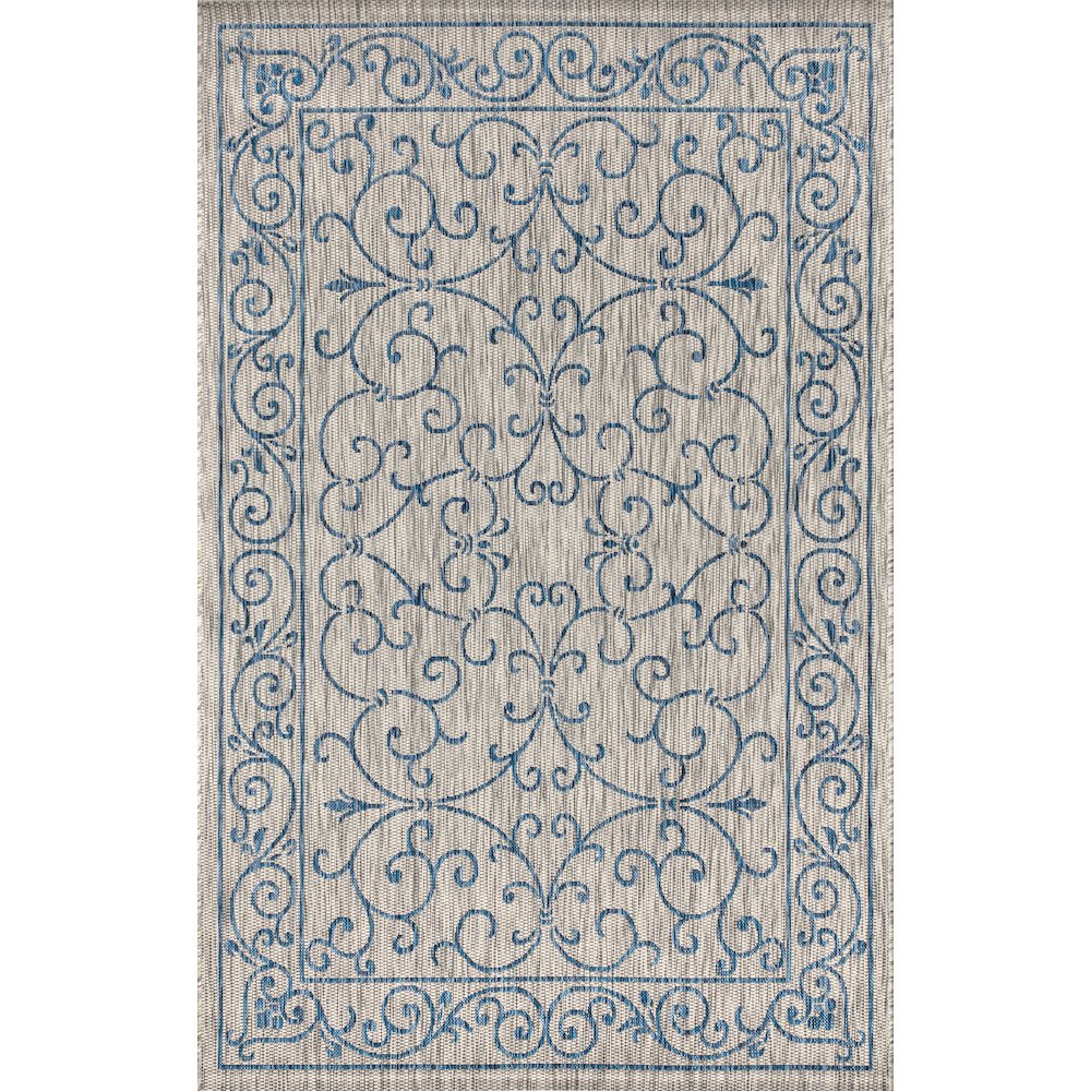 Charleston Vintage Filigree Textured Weave Indoor/Outdoor Area Rug. Picture 1
