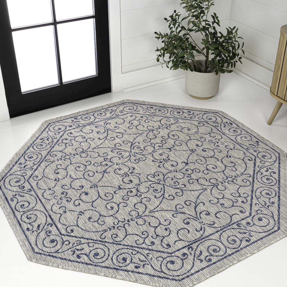 Charleston Vintage Filigree Textured Weave Beige/Brown Indoor/Outdoor Area Rug. Picture 2