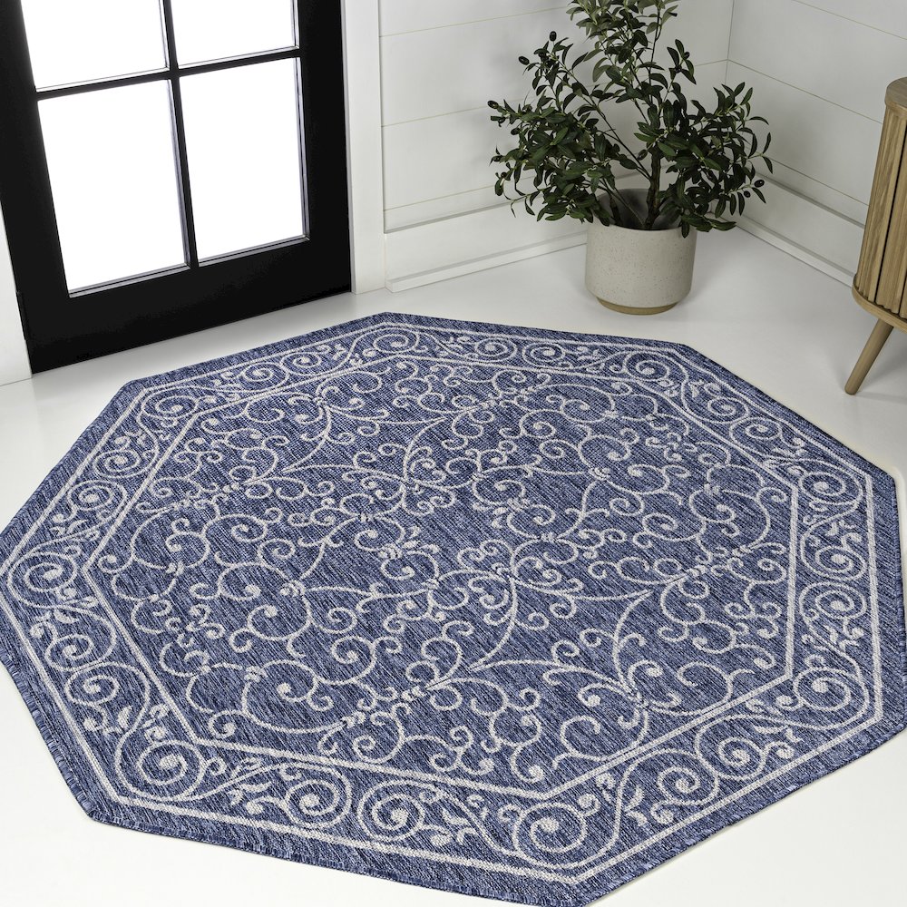 Charleston Vintage Filigree Textured Weave Beige/Brown Indoor/Outdoor Area Rug. Picture 2