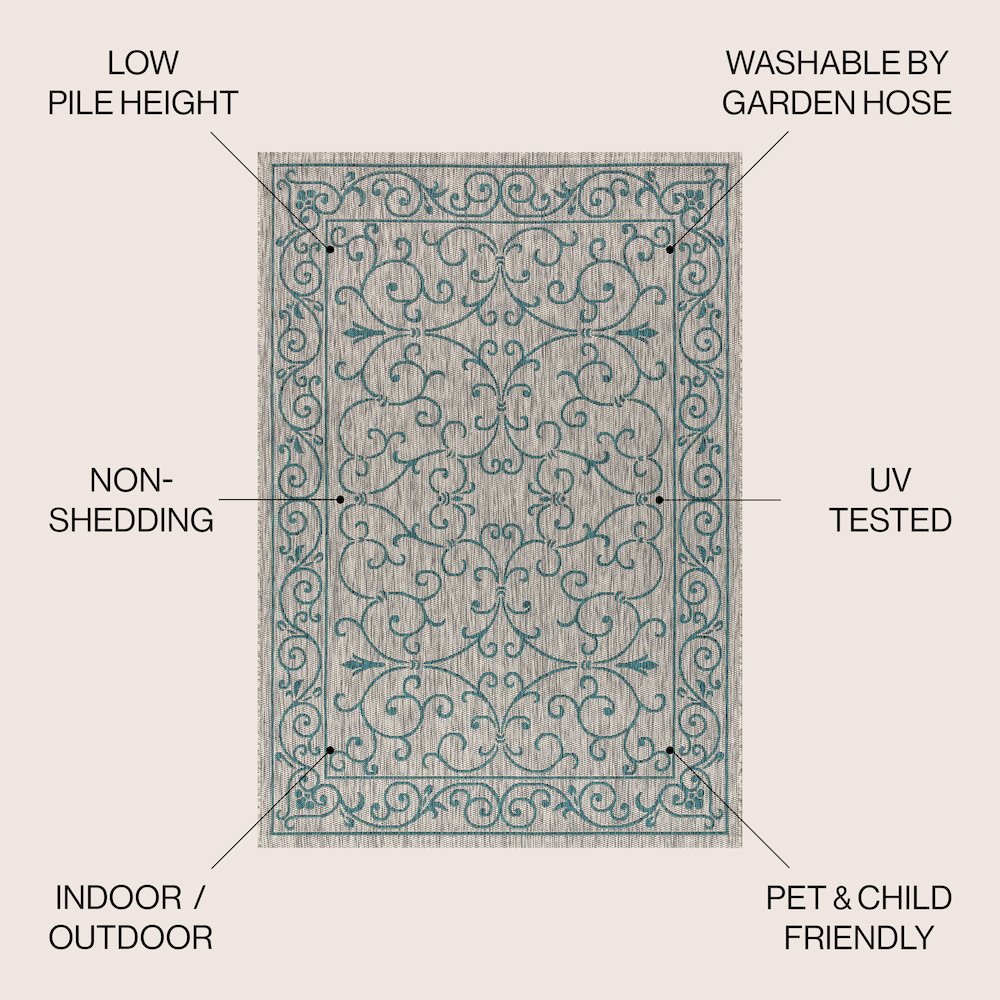 Charleston Vintage Filigree TetuWeaveIndoor/Outdoor  Rug. Picture 3