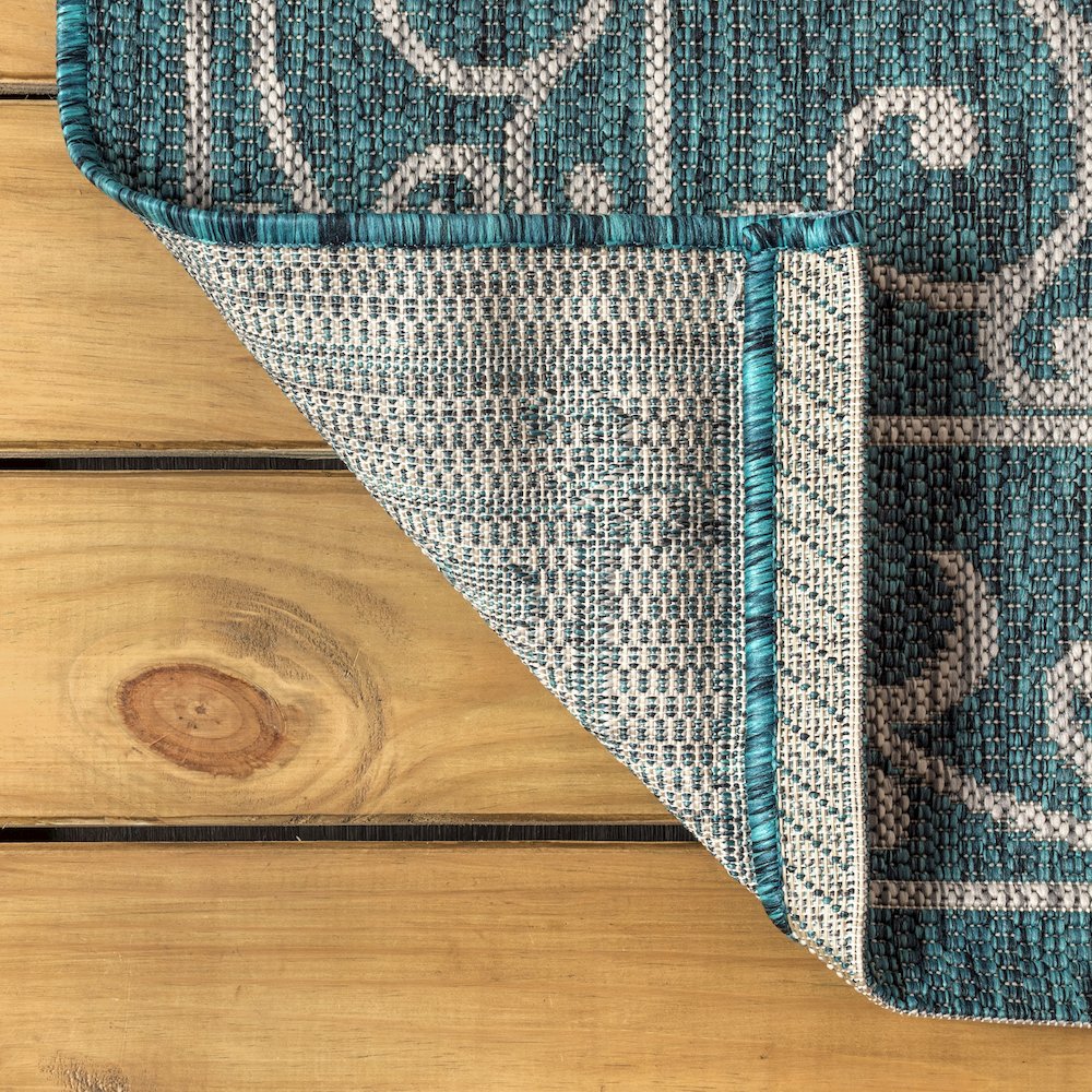 Charleston Vintage Filigree Textured Weave Indoor/Outdoor Runner Rug. Picture 3
