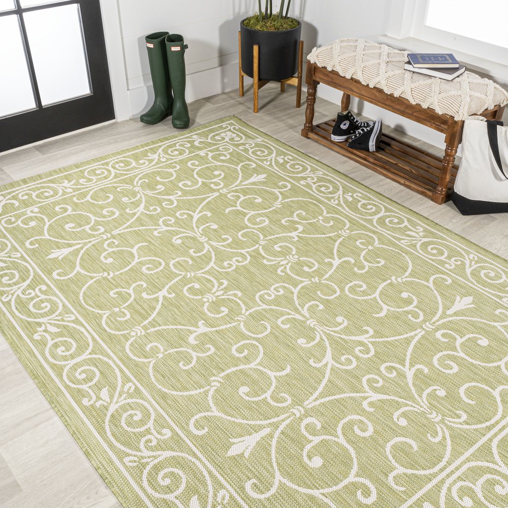 Charleston Vintage Filigree Textured Weave Indoor/Outdoor Area Rug. Picture 4