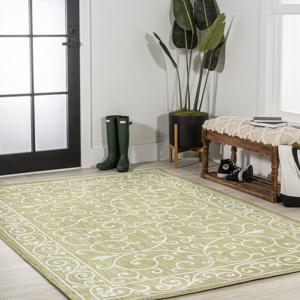 Charleston Vintage Filigree Textured Weave Indoor/Outdoor Area Rug. Picture 5