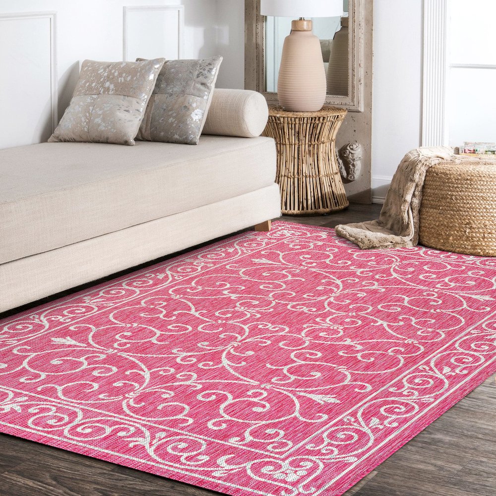 Charleston Vintage Filigree Textured Weave Indoor/Outdoor Area Rug. Picture 14