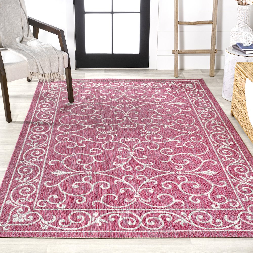 Charleston Vintage Filigree Textured Weave Indoor/Outdoor Area Rug. Picture 4