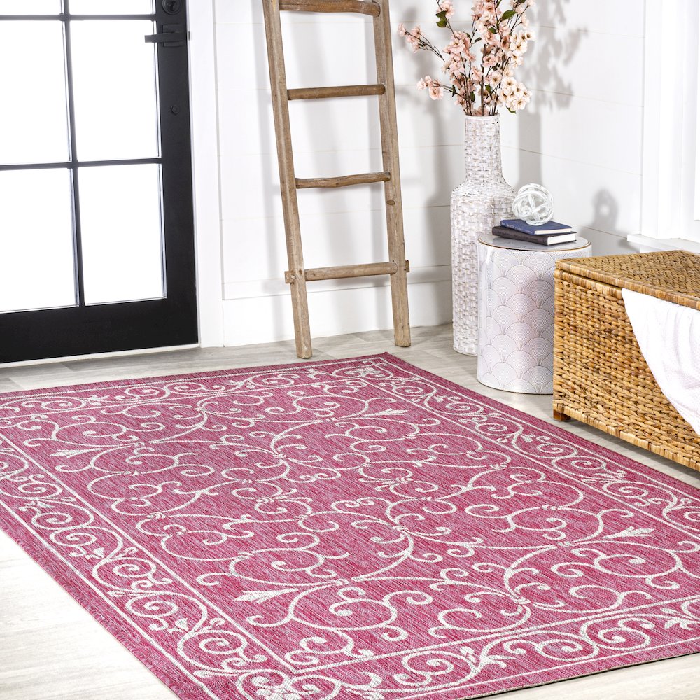 Charleston Vintage Filigree Textured Weave Indoor/Outdoor Area Rug. Picture 5