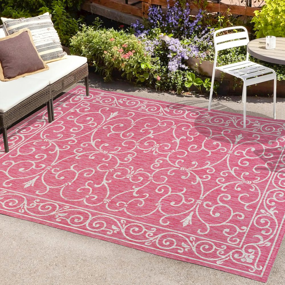 Charleston Vintage Filigree Textured Weave Indoor/Outdoor Area Rug. Picture 6