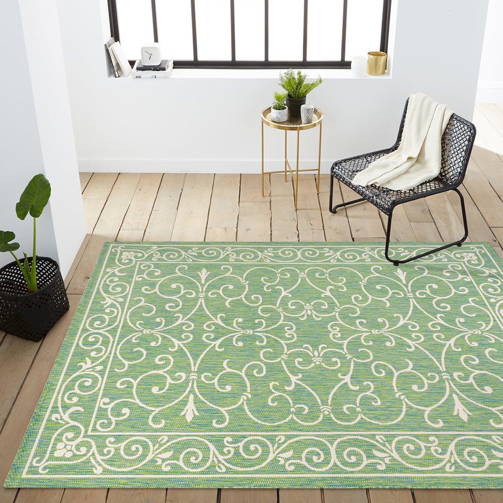 Charleston Vintage Filigree Textured Weave Indoor/Outdoor Area Rug. Picture 14