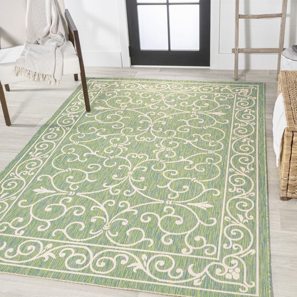 Charleston Vintage Filigree Textured Weave Indoor/Outdoor Area Rug. Picture 2
