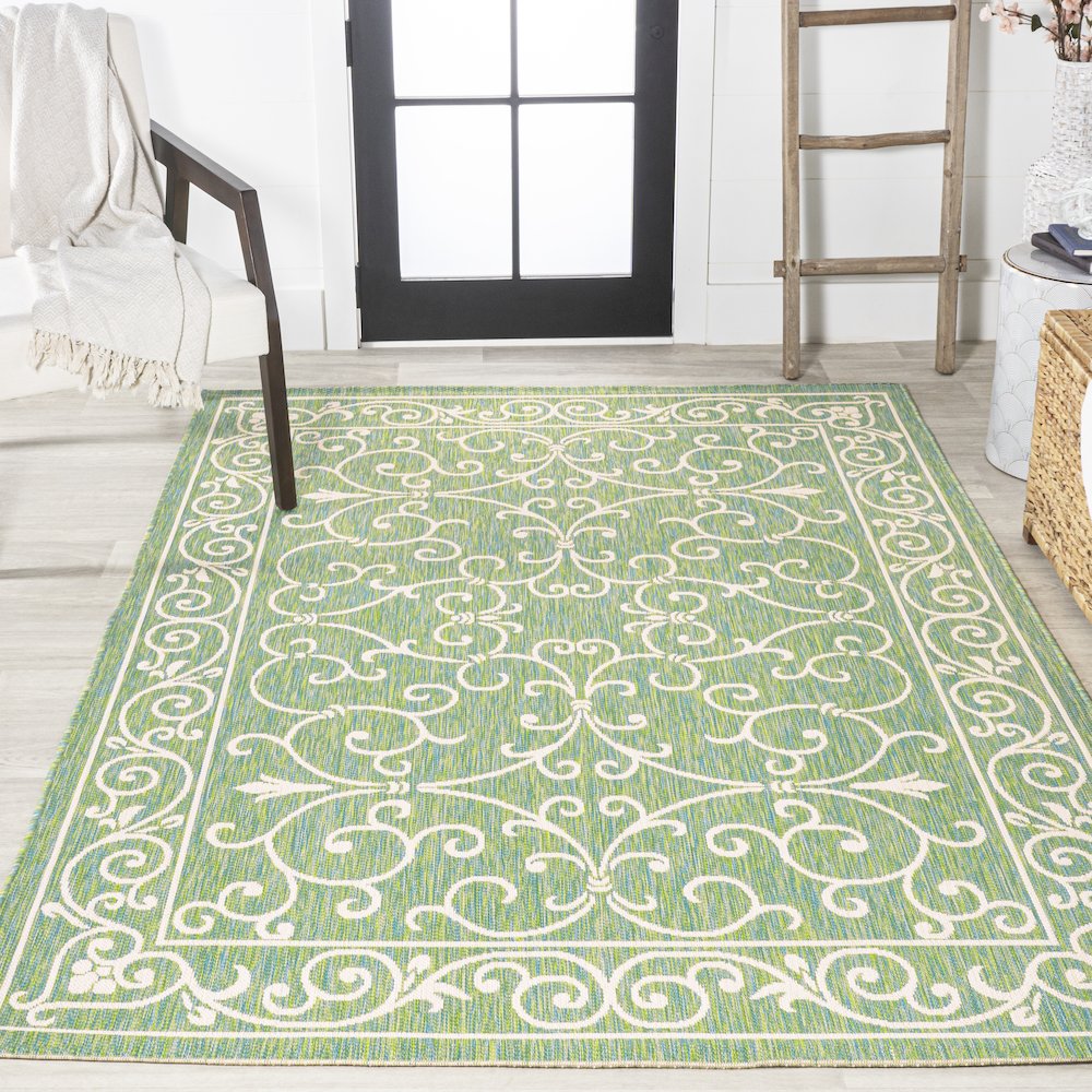 Charleston Vintage Filigree Textured Weave Indoor/Outdoor Area Rug. Picture 4