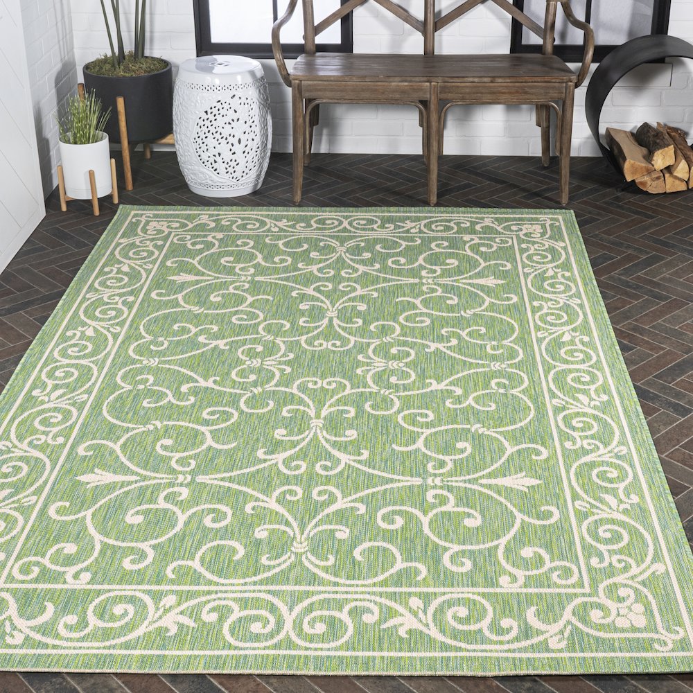 Charleston Vintage Filigree Textured Weave Indoor/Outdoor Area Rug. Picture 8