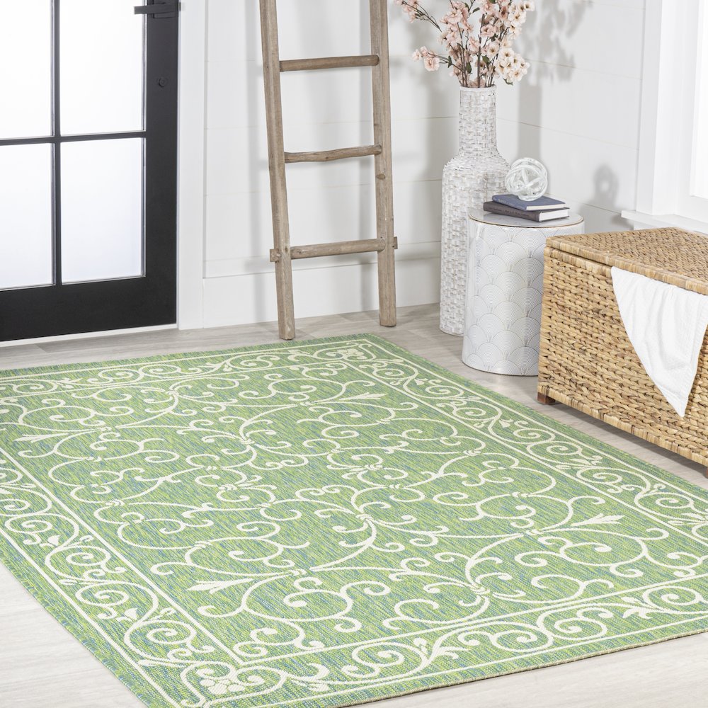 Charleston Vintage Filigree Textured Weave Indoor/Outdoor Area Rug. Picture 5