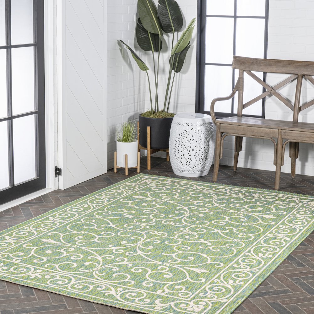 Charleston Vintage Filigree Textured Weave Indoor/Outdoor Area Rug. Picture 9
