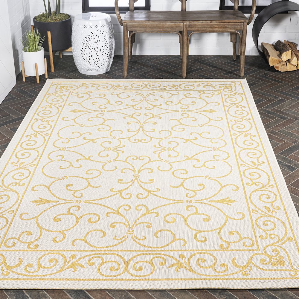 Charleston Vintage Filigree Textured Weave Indoor/Outdoor Area Rug. Picture 8