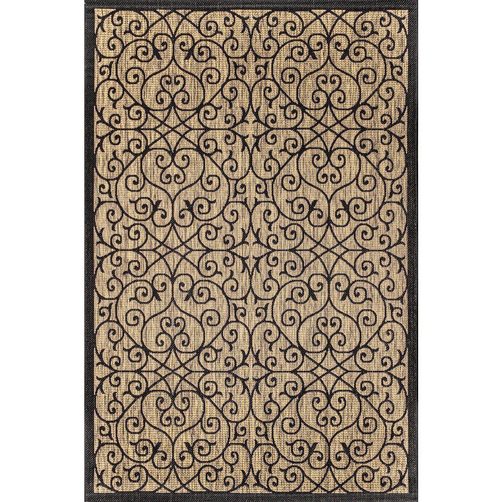 Madrid Vintage Filigree Textured Weave Indoor/Outdoor Area Rug. Picture 1